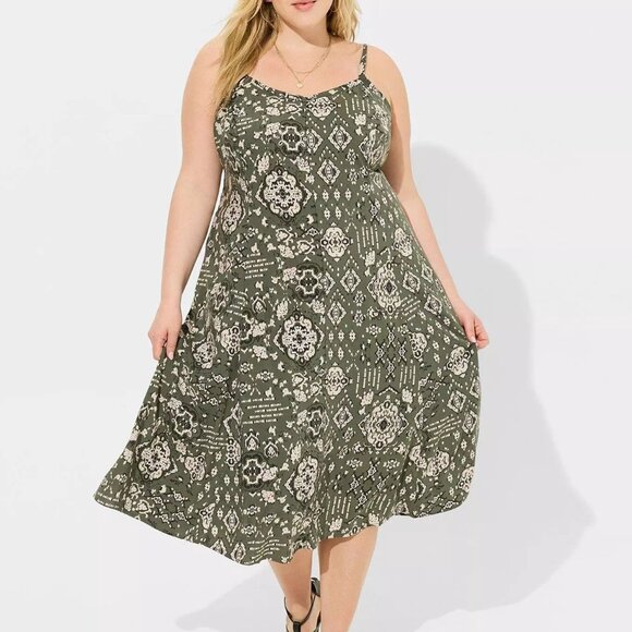 ❤️NWT TORRID MIDI TRAPEZE POCKETS DRESS - SLEEVELESS MEDALLION PRINT - PLUS SIZE - Picture 1 of 10